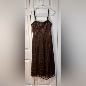 BCBGMaxAzria Strapless Brown Lace Dress